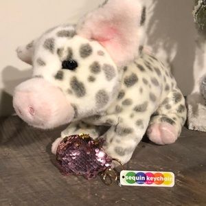 Douglas Pauline Plush pig & sequins keychain